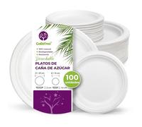 GoBeTree 100 Platos Desechables Caña de Azúcar Redondos, Combo 23 y 15 cm | 50 Platos de 23 cm y 50 de 15 cm Redondos de Bagazo, Blancos y Elegantes, para Frío y Caliente, Resistentes