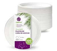 GoBeTree 100 Platos Desechables de Caña de azúcar Redondos de 18 cm. Ecológicos, Biodegradables y Resistentes para Picnics, Barbacoas, Fiestas y Cumpleaños