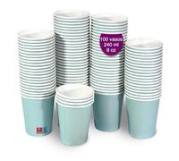 GoBeTree 100 Vasos de papel Azul de 240 ml, Papel Carton duradero, Vasos desechables resistentes para fiestas, celebraciones y eventos