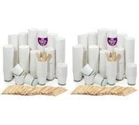 GoBeTree 400 vasos desechables café blancos de 120 ml / 4oz, vasos de cartón blanco desechable con paletinas de madera para café. Para bebidas frías y calientes. (Paquete de 2)