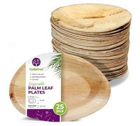 GoBeTree Bandejas de Hoja de Palma pequeñas, 25 Platos Oval de 17 x 12 cm. vajilla Rustica de Madera para barbacoas y Fiesta. Alternativa a Bandeja Bambú