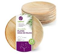 GoBeTree Platos Desechables de Hoja de Palma 25 Platos Redondos de 23 cm. Vajilla para barbacoas, picnic y Fiesta de cumpleaños, Similar al bambú, más fuerte que platos de papel