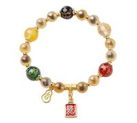 Gobi - Pulsera de ágata del desierto con dije de Wu Lou, joyería de riqueza y prosperidad de Feng Shui para equilibrio de chakras y buena fortuna, One Size, Piedra, Sin piedra preciosa