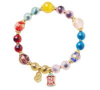 Gobi - Pulsera de ágata del desierto con dije de Wu Lou, joyería de riqueza y prosperidad de Feng Shui para equilibrio de chakras y buena fortuna, One Size, Piedra, Sin piedra preciosa