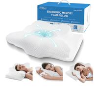 Gobikey Almohada Cervicales y Cuello, Almohada Cervical de Espuma Viscoelastica, Almohadas Antironquidos para Dormir de Lado, Espalda y Estómago, 62x39x11/13cm, Blanco