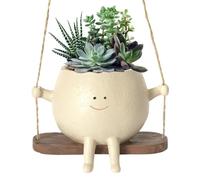 GOBIWM Maceta colgante de resina para colgar en la cara, maceta decorativa para uso en interiores y exteriores