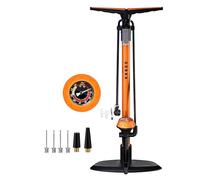 GOBKO Bomba de Bicicleta Bomba de Pie con Manómetro, Bomba de Bicicleta con Presta y Schrader Bomba de Neumático Multifuncional para Bicicletas Bomba de Bolas Deportivas 160Psi &11Bar