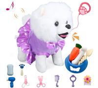 GOBRILLFUN Interactive Caminar de Peluche Cachorro de Juguete, Control Remoto Electrónico Perro Robot Realista Wagging Cola, para Niños Edad 3, 4, 5, 6 (Púrpura)