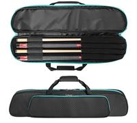 GOBUROS Estuche para Tacos de Billar 2x2 para 2 Bases y 2 Varillas, Soporte Blando para Palos de Billar con Bolsillo Frontal para Accesorios (Verde)