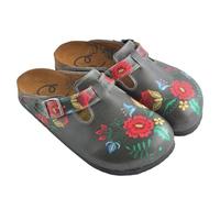 GOBY Zuecos Mujer Hechos a Mano - Zapatos Diarios para Chicas y Mujeres - Estampado Colorido - Cómodos y Resistentes - Suela de EVA - Elefante y Lino