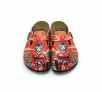 GOBY Zuecos Mujer Hechos a Mano - Zapatos Diarios para Chicas y Mujeres - Estampado Colorido - Cómodos y Resistentes - Suela de EVA - Elefante y Lino