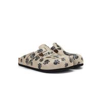 GOBY Zuecos Mujer Hechos a Mano - Zapatos Diarios para Chicas y Mujeres - Estampado Colorido - Cómodos y Resistentes - Suela de EVA - Elefante y Lino