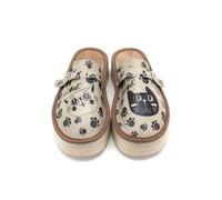 GOBY Zuecos Mujer Hechos a Mano - Zapatos Diarios para Chicas y Mujeres - Estampado Colorido - Cómodos y Resistentes - Suela de EVA - Elefante y Lino