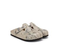 GOBY Zuecos Mujer Hechos a Mano - Zapatos Diarios para Chicas y Mujeres - Estampado Colorido - Cómodos y Resistentes - Suela de EVA - Elefante y Lino