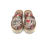 GOBY Zuecos Mujer Hechos a Mano - Zapatos Diarios para Chicas y Mujeres - Estampado Colorido - Cómodos y Resistentes - Suela de EVA - Elefante y Lino