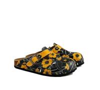 GOBY Zuecos Mujer Hechos a Mano - Zapatos Diarios para Chicas y Mujeres - Estampado Colorido - Cómodos y Resistentes - Suela de EVA - Elefante y Lino