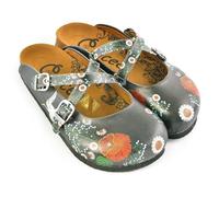 GOBY Zuecos Mujer Hechos a Mano - Zapatos Diarios para Chicas y Mujeres - Estampado Colorido - Cómodos y Resistentes - Suela de EVA - Elefante y Lino