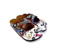 GOBY Zuecos Mujer Hechos a Mano - Zapatos Diarios para Chicas y Mujeres - Estampado Colorido - Cómodos y Resistentes - Suela de EVA - Elefante y Lino