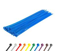 Gocableties - Bridas plastico azules para cables - 100 Piezas - 370 mm x 4,8 mm - Largas - Resistentes a los rayos