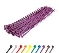 Gocableties - Bridas plastico moradas para cables - 100 Piezas - 200 mm x 4,8 mm - Resistentes a los rayos