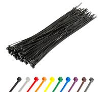 Gocableties - Bridas plastico negras para cables - 100 Piezas - 200 mm x 4,8 mm - Resistentes a los rayos