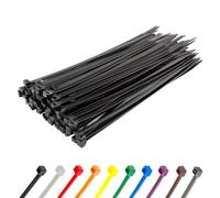 Gocableties - Bridas plastico negras para cables - 100 Piezas - 370 mm x 7,6 mm - Tensión de rotura de 54,5 kg - Máxima dureza - Resistentes a los rayos