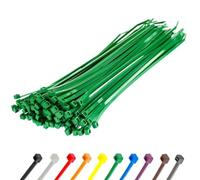 Gocableties - Bridas plastico verdes para cables - 100 Piezas - 200 mm x 4,8 mm - Resistentes a los rayos