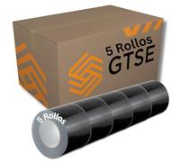 Gocableties - Cinta americana negra de 100 mm x 50 m - 5 Rollos - Cinta de tela resistente, ancha, adhesiva e impermeable - Para reparar, fijar, agrupar, reforzar y sellar
