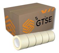 Gocableties - Cinta de papel - 75 mm x 50 m - 5 Rollos - Para protección de superficies mientras se pinta - Adhesivo sin solventes