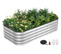 GoCampDirect Kit de cama de jardín elevada modular 3 en 1, tamaños ajustables (4 x 2 x 1 pies, 3 x 3 x 1 pies, 5 x 1 x 1 pies), caja de acero galvanizado resistente con varillas de refuerzo y guantes