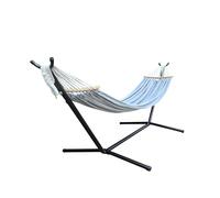 GOCAN Hamaca grande doble de lona de algodón para 2 personas, 220 x 150 cm, soporte de acero y barra separadora extraíble, carga 227 kg, para patio trasero, porche, jardín, exterior e interior, gris