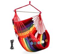 GOCAN Hamaca grande para silla columpio, 110 x 150 cm, carga 150 kg, hamaca de algodón, silla de metal, asiento ancho (rojo)
