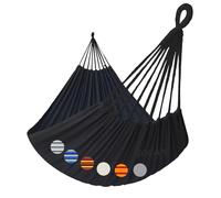 GOCAN Hamaca para exteriores para 2 personas, 220 x 150 cm, longitud total: 330 cm, capacidad de carga 300 kg, lona de algodón, hamaca para jardín, interior, niños, balcón, negro, XXL