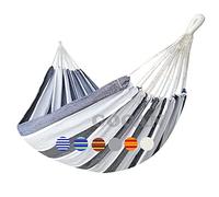 GOCAN hamacas Jardin amacas de Jardin Exterior Lona 220x150cm Longitud Total 330cm Carga 300kg Hamaca Doble amaca Colgante para Patio Porche e Interior (Gris Blanco) XXL