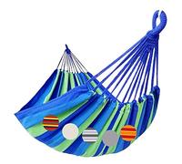 GOCAN hamacas Jardin amacas de Jardin Exterior Lona 220x160cm Longitud Total 330cm Carga 300kg Hamaca Doble amaca Colgante para Patio Porche e Interior (Azul Verde) XXL