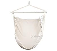 GOCAN Silla Colgante, Columpio Grande para Hamaca, 110 x 150 cm, Carga 150 kg, Silla Colgante de algodón Barra esparcidora de Madera Asiento Ancho Columpio