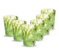 Gocce di Murano Arcobaleno Pioggia - 6 vasos de agua elaborados según la tradición de los artesanos de Murano, vidrio soplado y trabajado a mano, 300 ml