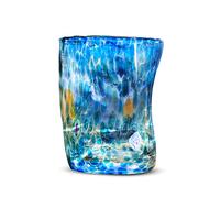 Gocce di Murano Juego de 6 vasos Goto de cristal de Murano soplado de 300 ml, elaborados a mano de colores Paquete de 6 copas para agua elegantes y valiosas Made in Italy (aguamarina, 1)