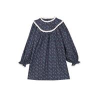 GOCCO - Vestido Smart Estampado para Niña, Color Azul, con Tiras Bordadas, Estilo Elegante, Ropa Infantil Versátil, Diseño Exclusivo, de 7 a 8 Años