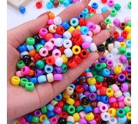 Gocelyn Más de 3500 cuentas de poni para hacer pulseras, collares, cuentas de plástico multicolor con agujero grande para manualidades, joyería Kandi, trenzas de cabello
