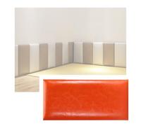 GOCHUSX Autoadhesivo Acolchado Pared, Adhesivo De Pared A Prueba De Golpes, Fácil De Pegar, Papel Tapiz De Cuero con Acolchado Suave para La Decoración(Naranja,20x50cm-10PCS)