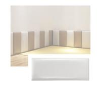 GOCHUSX Autoadhesivo Acolchado Pared, Adhesivo De Pared A Prueba De Golpes, Fácil De Pegar, Papel Tapiz De Cuero con Acolchado Suave para La Decoración(Blanco,20x50cm-10PCS)