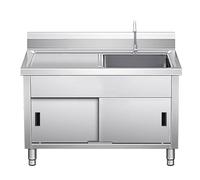 GOCHUSX Fregadero Acero Inoxidable, Fregadero De Lavandería Independiente, Fregadero De Exterior con Gran Capacidad para Cocinas, Baños, Garajes Y Lavanderías(Silver-B,120x50x80cm)
