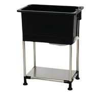 GOCHUSX Fregadero Portátil para Piso, Fregadero De Lavandería De Plástico Independiente con Kit De Drenaje, Estación De Lavado De Una Sola Cubeta para Balcón, Baño(Black,60.5x40x80cm-A)