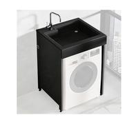 GOCHUSX Lavabo Independiente, Estación Comercial De Lavado De Manos con Kit De Desagüe, Lavabo De Baño De Pie para Uso Comercial Y Doméstico(Black,68x75x102cm)