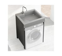 GOCHUSX Lavabo Independiente, Estación Comercial De Lavado De Manos con Kit De Desagüe, Lavabo De Baño De Pie para Uso Comercial Y Doméstico(Grey,75x70x102cm)