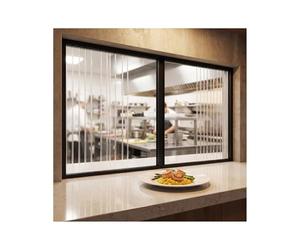 GOCHUSX Puerta De Servicio Retráctil para Cocina, Ventanillas De Paso Comerciales con Cerradura, Puertas Plegables Interiores Retráctiles para Bares Domésticos(110x130cm(43.3x51.2in))