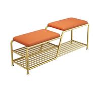 GOCHUSX Taburete para Cambiar Zapatos, Taburete para Zapatos De Varias Capas, Banco De Pasillo con Estructura De Metal para La Entrada, El Pasillo Y La Sala De Estar(Naranja,80x35x42cm)