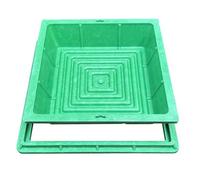 GOCHUSX Tapa De Drenaje Empotrada, Tapas De Registro Cuadradas para Exteriores, Tapa Invisible De Ajuste A RAS con Orificio De Extracción Portátil(Green-2PCS,40x40x13cm)