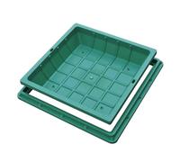 GOCHUSX Tapa De Registro Empotrada, Tapas De Registro Cuadradas para Exteriores, Tapa Invisible Empotrada con Base Y Orificio De Extracción Portátil para Jardín Exterior(Green-4PCS,50x50x12cm)